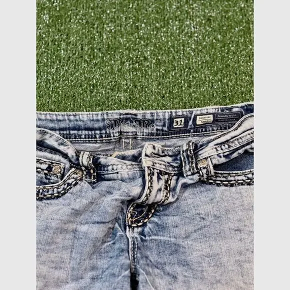 RETRO Y2K MISS ME CUTOFF BLUE DENIM SHORTS - Picture 6 of 8